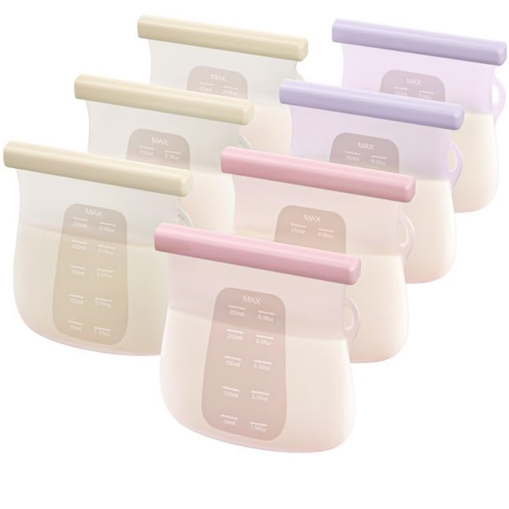 Silicone Food/Liquid/Breast Milk Storage Bags - Set of 6, Pink